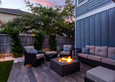 outdoor living space with fire pit