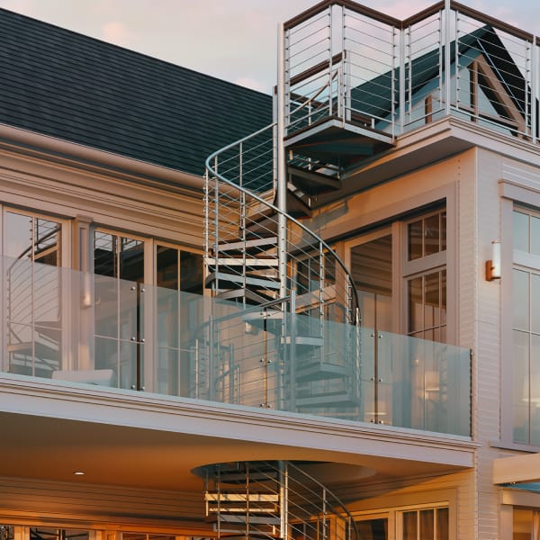 Outdoor spiral staircase installation